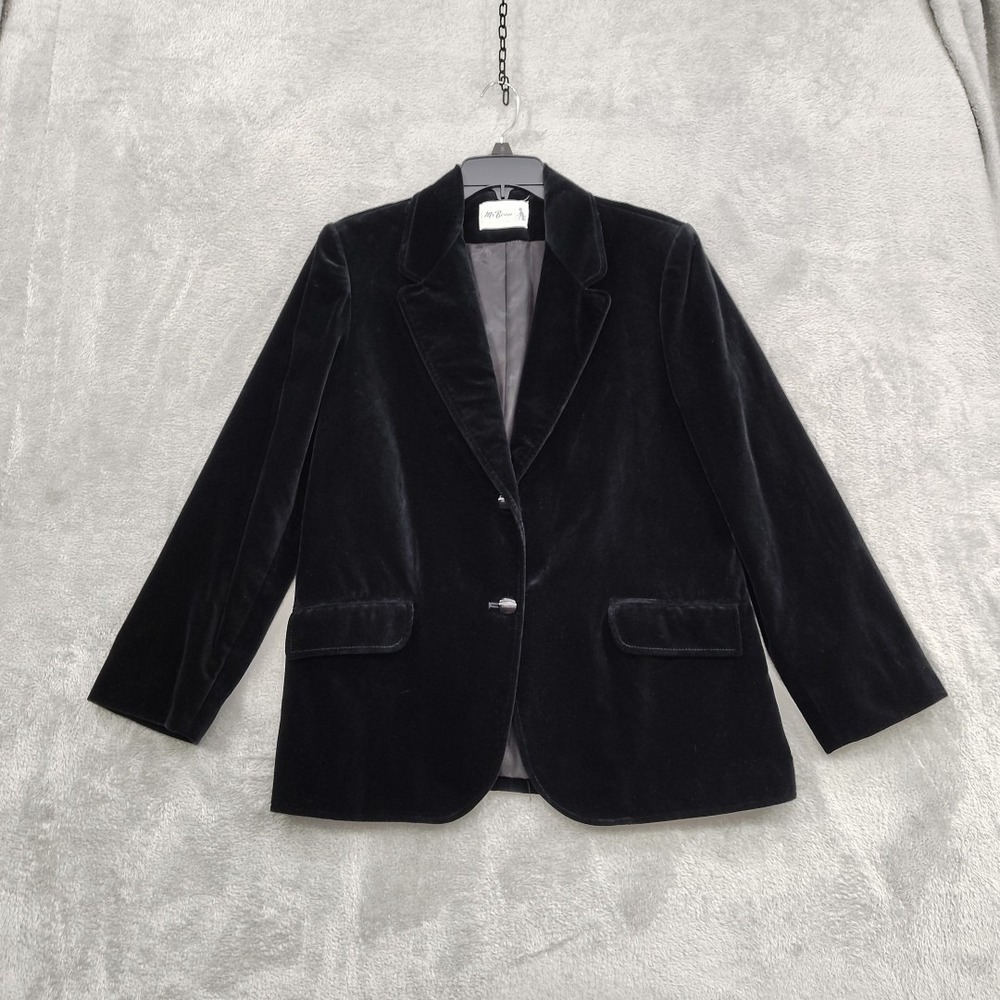Vintage Women's‎ Large  Mr Beau RL Davis Black Velvet Blazer Lined Pockets